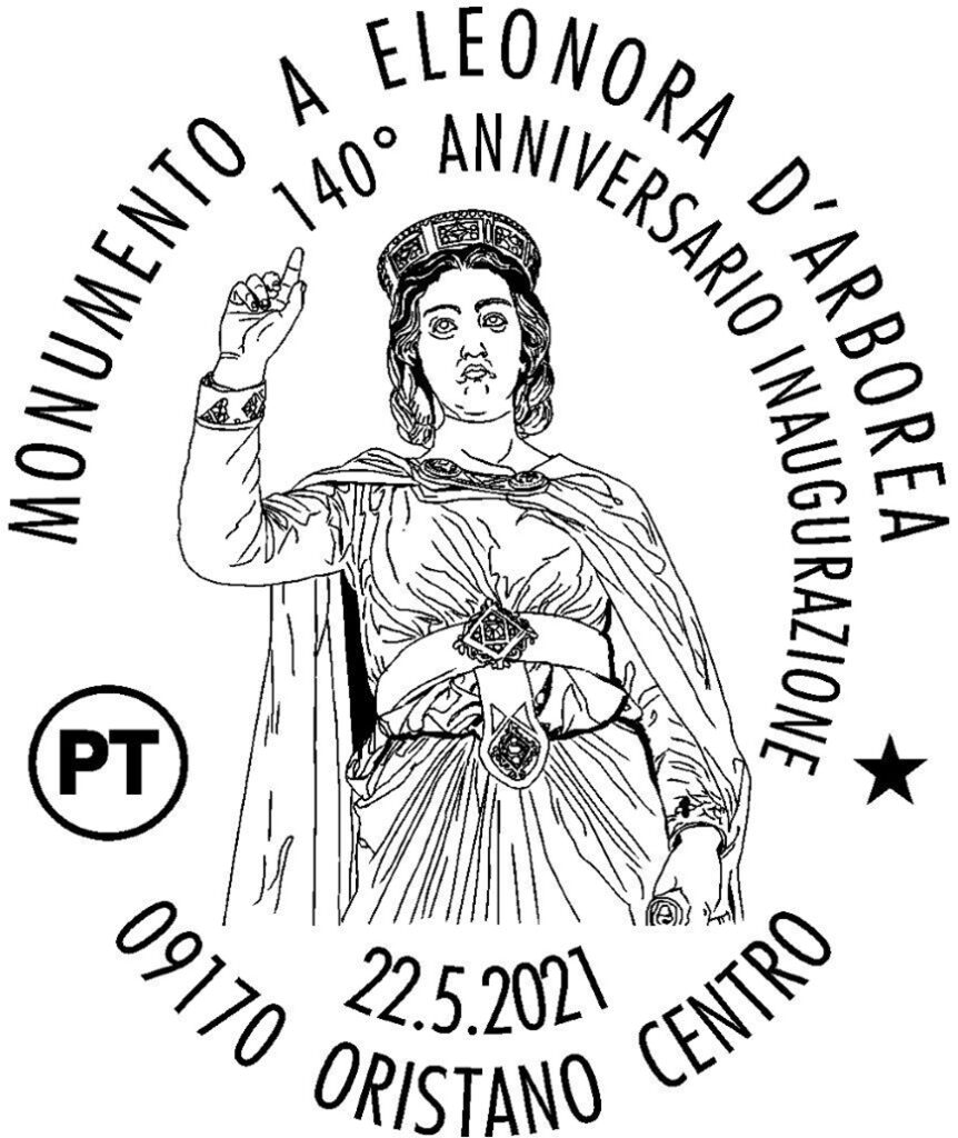 Cartolina E Annullo Filatelico Per Celebrare La Statua Di Eleonora D