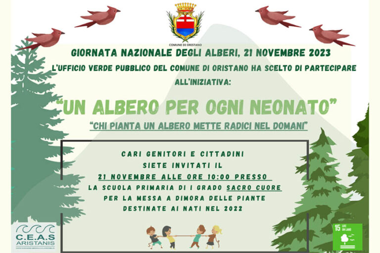 Un piccolo albero per ogni nuovo nato a Oristano, con una festa a scuola